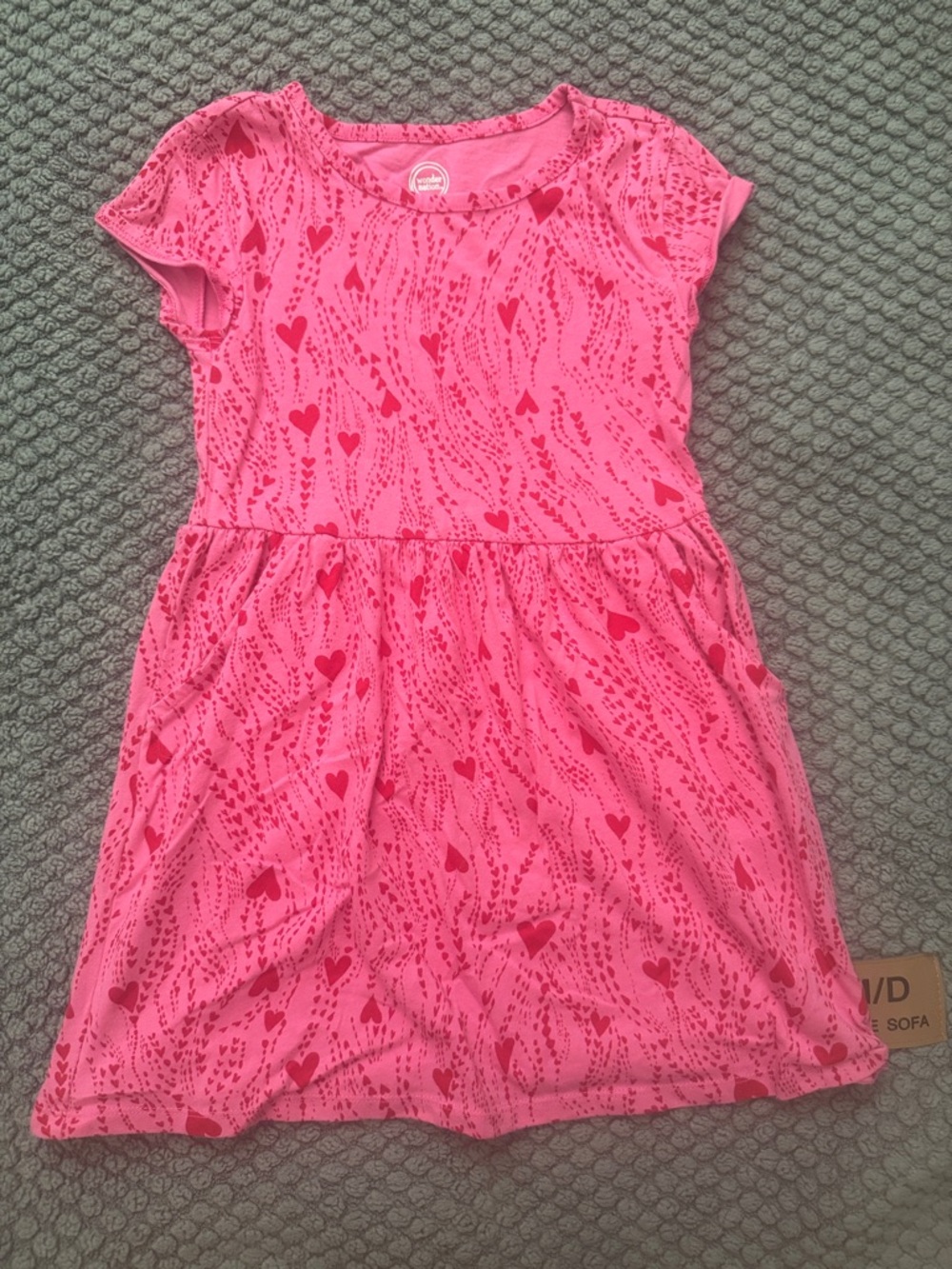 wonder nation Pink Heart-Print Short Sleeve Knit Dress
